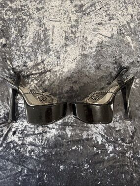 Jante Black/Clear Platform Heels w/Rhinestones